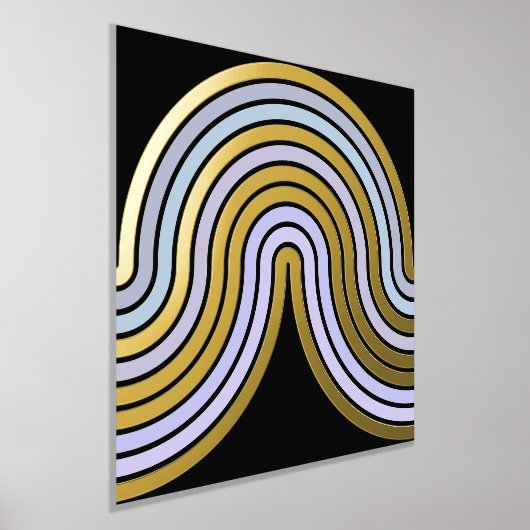 Violet Blue Abstrakt Wave Lines Art Muster Gold Foliendrucke (Ablage )