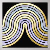 Violet Blue Abstrakt Wave Lines Art Muster Gold Foliendrucke (Vorderseite)