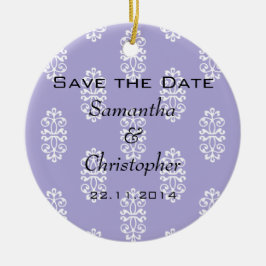 Violet Blue Damask Hochzeit Save the Date Keramik Ornament