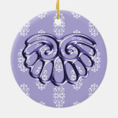 Violet Blue Damask Hochzeit Save the Date Keramik Ornament (Hinten)