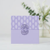 Violet Blue Damask Wedding Einladung (Stehend Vorderseite)