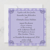 Violet Blue Damask Wedding Einladung (Rückseite)