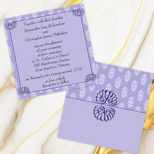 Violet Blue Damask Wedding Einladung