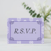 Violet Blue Damask Wedding UAWG RSVP Karte (Stehend Vorderseite)