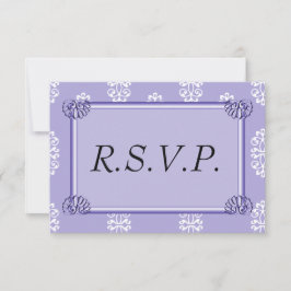 Violet Blue Damask Wedding UAWG RSVP Karte