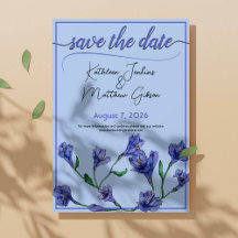Violet Blue Floral Watercolor Hochzeit