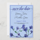 Violet Blue Floral Watercolor Hochzeit Save The Date (Vorderseite)