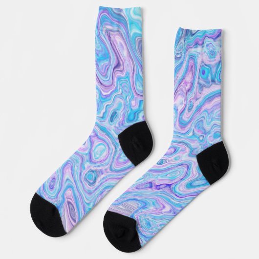 Violet Blue Marble Texture Abstract Liquid Paint Socken (Linkes Detail)