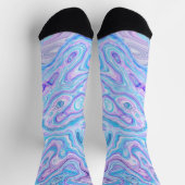 Violet Blue Marble Texture Abstract Liquid Paint Socken (Oben)
