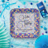 Violet Blue Mosaic Hallo 30. Geburtstag Pappteller (Party)