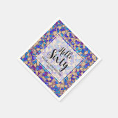 Violet Blue Mosaic Hallo 60. Geburtstag Serviette (Ecke)