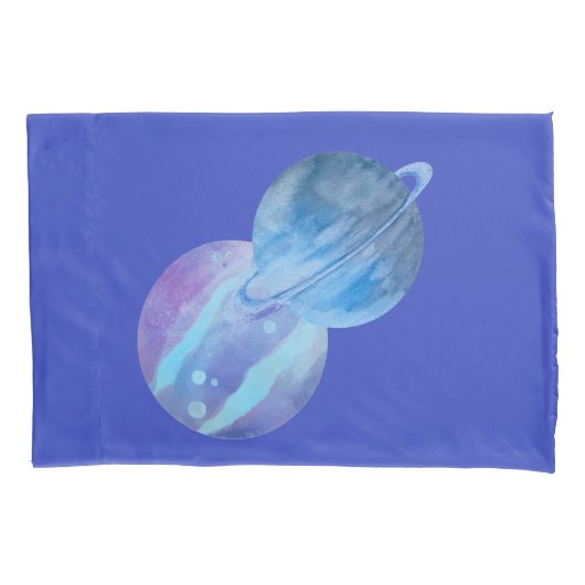 Violet Blue Planets Single Standard Pillowcase Kissenbezug (Vorderseite)