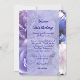 Violet Blue Rose Birthday Card Einladung
