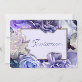 Violet Blue Rose Birthday Party Invitation Einladung
