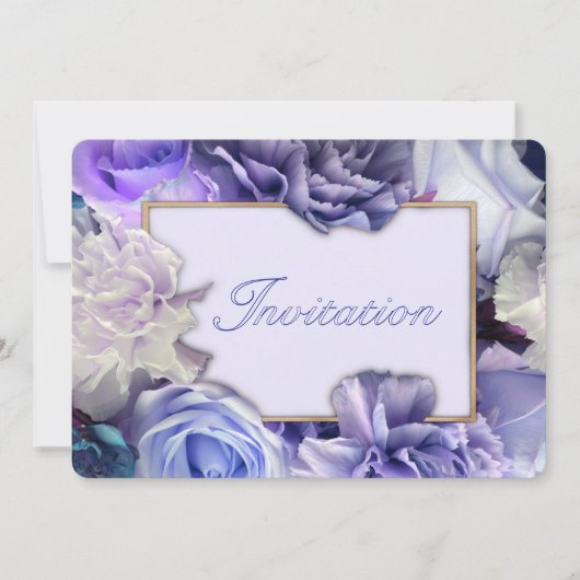 Violet Blue Rose Birthday Party Invitation Einladung (Vorderseite)