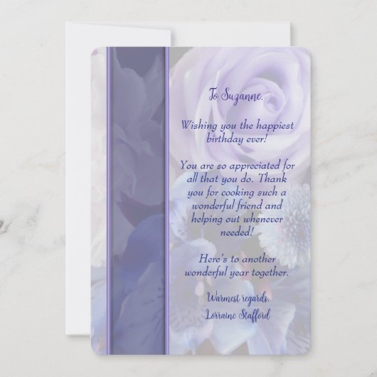Violet Blue Rose Floral Birthday Card Einladung (Vorderseite)
