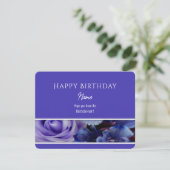 Violet Blue Rose Happy Birthday Greeting Card (Stehend Vorderseite)