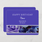 Violet Blue Rose Happy Birthday Greeting Card (Vorne/Hinten)