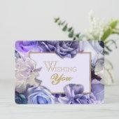 Violet Blue Rose Secret Gardens Birthday Card Einladung (Stehend Vorderseite)
