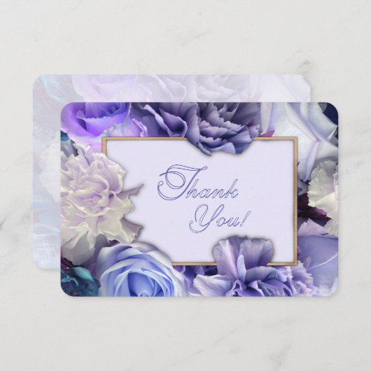 Violet Blue Rose Thank You Card Dankeskarte (Vorne/Hinten)