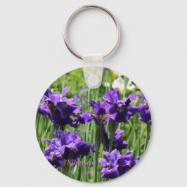 Violet Blue & White Siberian Iris Schlüsselanhänger