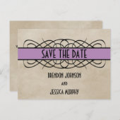 Violet Blüh Border Save the Date Postkarte (Vorne/Hinten)