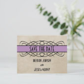 Violet Blüh Border Save the Date Postkarte (Stehend Vorderseite)