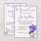 Violet Blume Elegante White Wedding Einladung (Vorne/Hinten)
