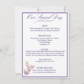 Violet Blume Elegante White Wedding Einladung (Rückseite)