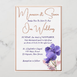 Violet Blume Elegante White Wedding Folieneinladung