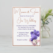 Violet Blume Elegante White Wedding Folieneinladung (Stehend vorne)