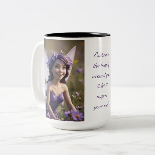 Violet Blume Fairy Zweifarbige Tasse (Vorderseite Links)