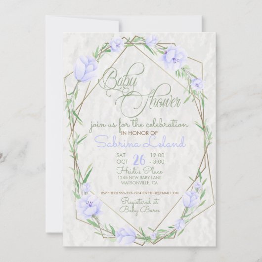 Violet Blume Grünpflanzen Terrarium Babydusche Einladung (Vorderseite)