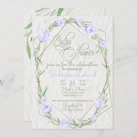 Violet Blume Grünpflanzen Terrarium Babydusche Einladung (Vorne/Hinten)