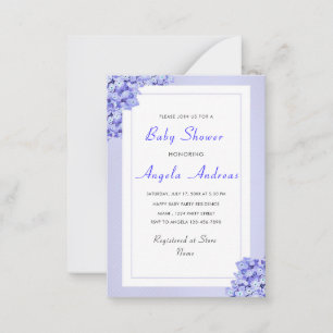 Violet-Blumen-Jungen-Baby-Party-Einladungsvorlage Mitteilungskarte