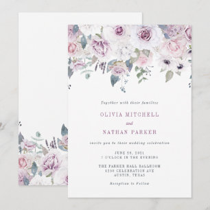 Violet Blush   Blumenhochzeit Einladung