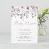 Violet Blush | Floral Baby Brunch Einladung (Stehend Vorderseite)