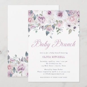 Violet Blush   Floral Baby Brunch Einladung