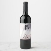 Violet Blush Gray Abstrakt Heart Bar Geo Wedding Weinetikett (Vorderseite)