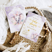 Violet Blush Pink Elephant Baby Girl Dusche Einladung
