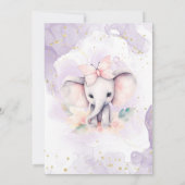 Violet Blush Pink Elephant Baby Girl Dusche Einladung (Rückseite)