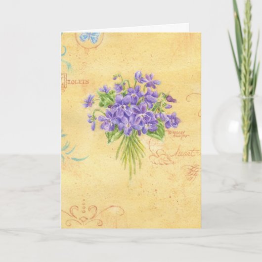Violet Bouquet Blank Note Card Karte (Vorderseite)