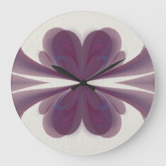 Violet Bow Fractal Clock Große Wanduhr (Vorderseite)