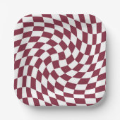 Violet Burgundy Wedding Collection Karo überprüft Pappteller (Vorderseite)