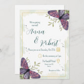 Violet-Butterfly-Hochzeit Einladung (Vorne/Hinten)