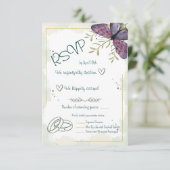 Violet Butterfly Wasserfarbe RSVP Karte (Stehend Vorderseite)