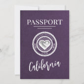 Violet California Passport Wedding Einladung (Rückseite)
