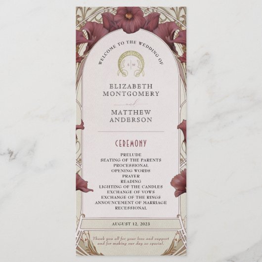 Violet Calla Lilies Hochzeitsprogramm Jugendstil Programm (Vorderseite)