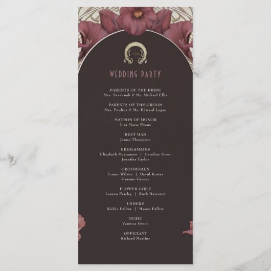 Violet Calla Lilies Hochzeitsprogramm Jugendstil Programm (Rückseite)