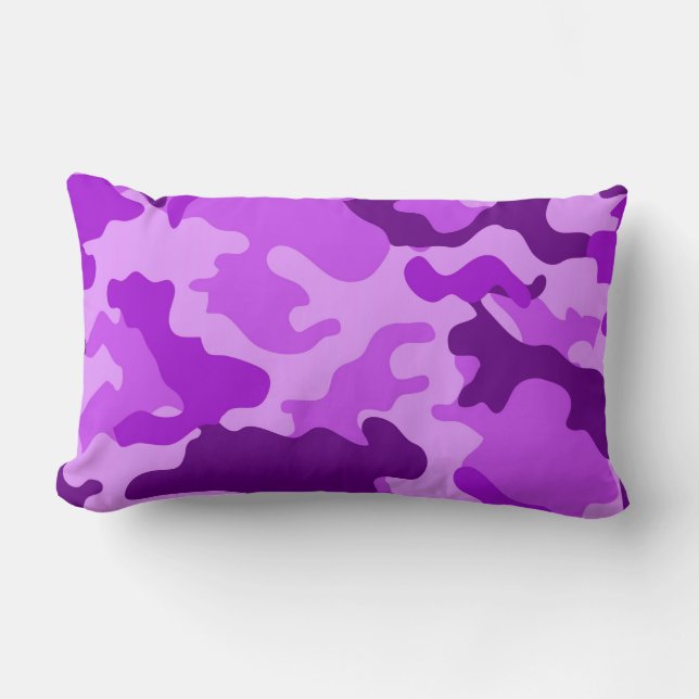 Violet Camouflage Muster Lumbar Kissen (Vorderseite)
